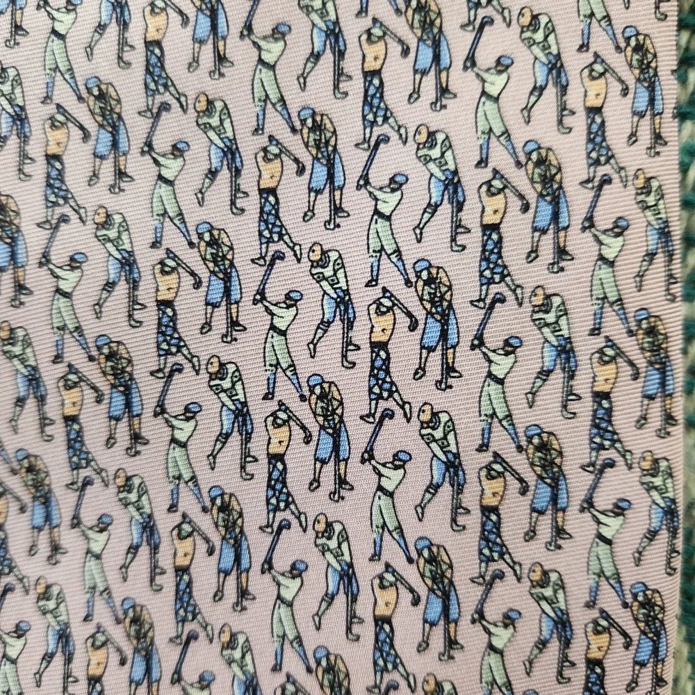Tango Golf Tie Novelty Print All Silk Necktie Menswear Pink Hand Made